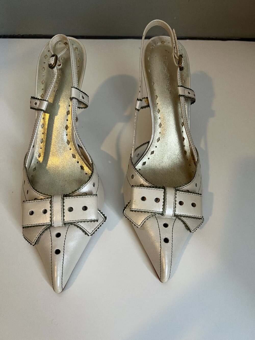 BCBG Ivory pointed slingback heels